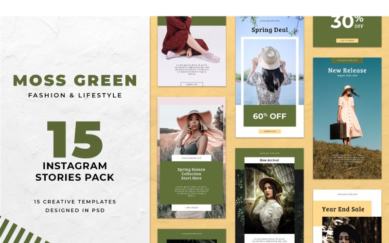 Instagram Template Moss Green for Social Media