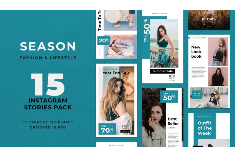 Download Шаблон для соцсетей "Instagram Template Season for Social Media" / Instagram Template Season for Social Media - Шаблон для соцсетей на тему графика adobe photoshop,brand,casual,instagram,lifestyle,online,platform,posts,potraits,shop,social media,stories,template,trendy