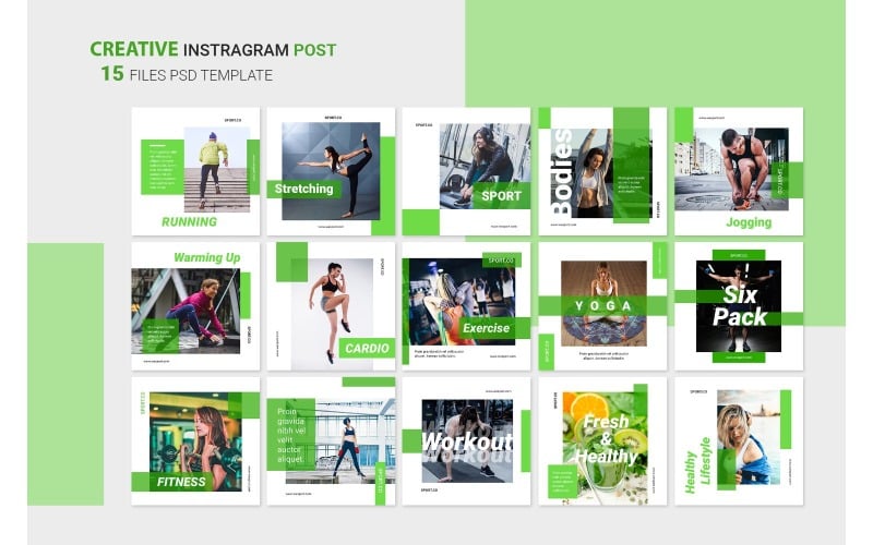 Download Шаблон для соцсетей "Instagram Template Sport for Social Media" / Instagram Template Sport for Social Media - Шаблон для соцсетей на тему графика adobe photoshop,brand,casual,instagram,lifestyle,online,platform,posts,potraits,shop,social media,stories,template,trendy
