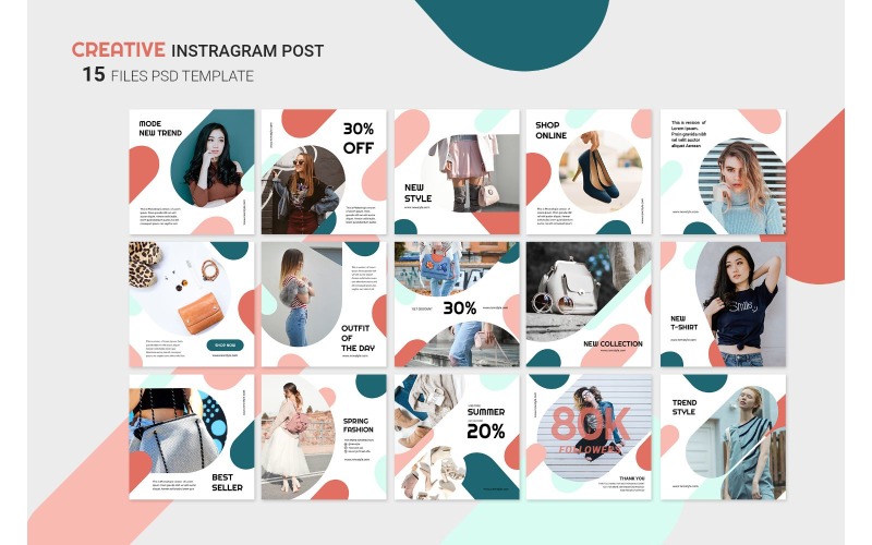 Download Шаблон для соцсетей "Instagram Template Women fashion for Social Media" / Instagram Template Women fashion for Social Media - Шаблон для соцсетей на тему графика adobe photoshop,brand,casual,instagram,lifestyle,online,platform,posts,potraits,shop,social media,stories,template,trendy