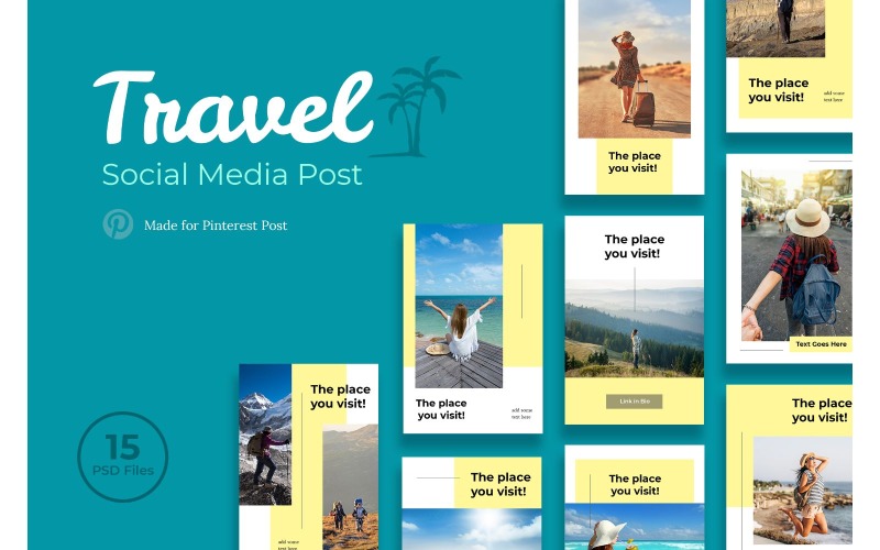 Modèle de médias sociaux de voyage Pinterest
