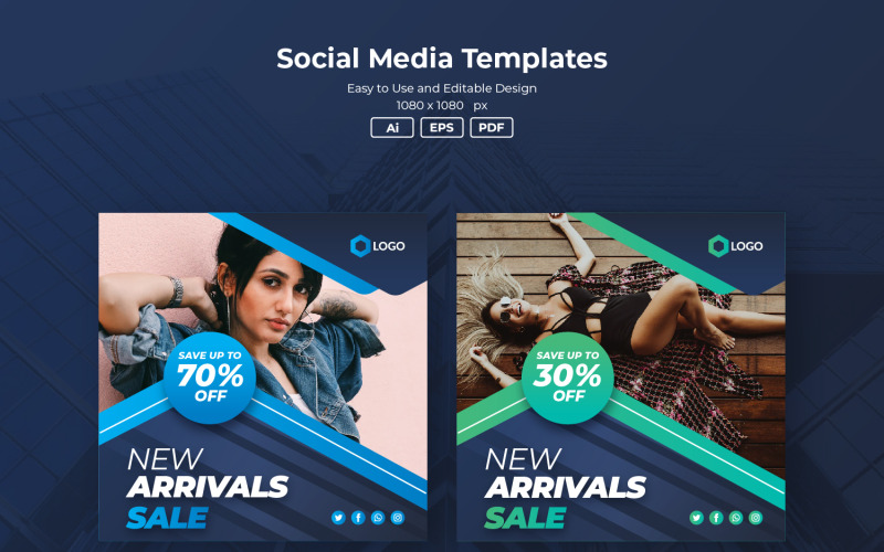 Modello di social media banner creativo pack