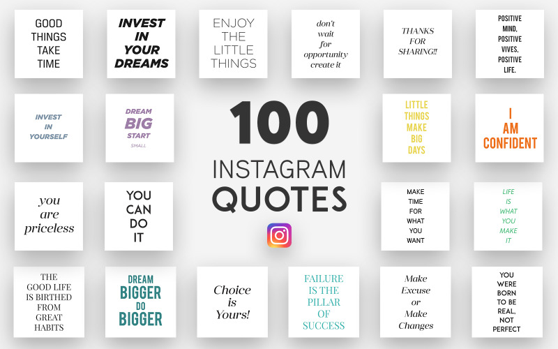 Paquete de 100 citas motivacionales de Instagram Plantilla de redes sociales PSD