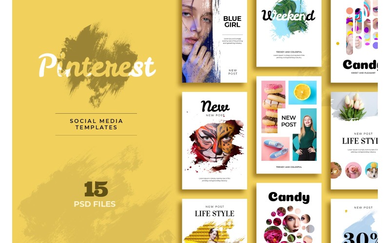 Download Шаблон для соцсетей "Pinterest Art Social Media Template" / Pinterest Art Social Media Template - Шаблон для соцсетей на тему графика adobe photoshop,branding,business,creativities,elements,information,interface,lifestyle,mobile,mockup,pinterest,social,media,template,trendy