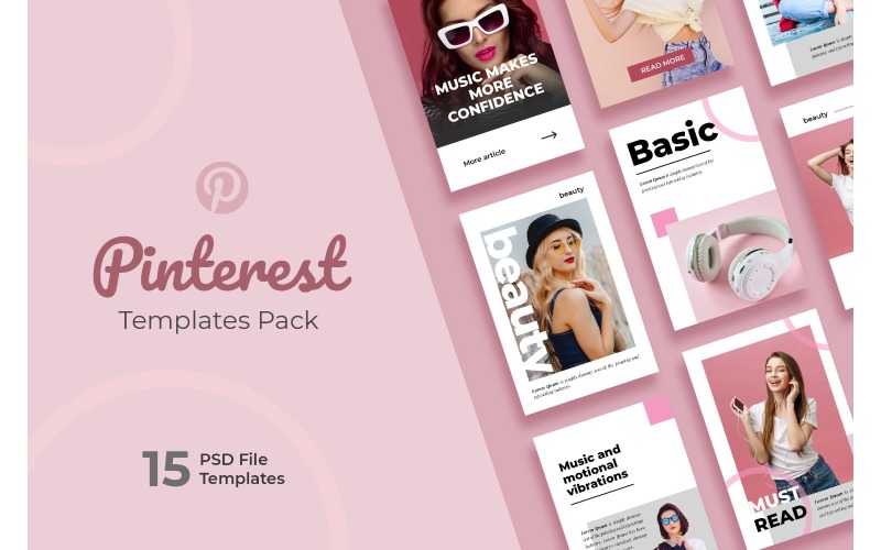 Download Шаблон для соцсетей "Pinterest Music Social Media Template" / Pinterest Music Social Media Template - Шаблон для соцсетей на тему графика adobe photoshop,branding,business,creativities,elements,information,interface,lifestyle,mobile,mockup,pinterest,social,media,template,trendy