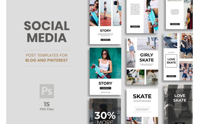 Download Шаблон для соцсетей "Pinterest Social Media Template" / Pinterest Social Media Template - Шаблон для соцсетей на тему графика adobe photoshop,branding,business,creativities,elements,information,interface,lifestyle,mobile,mockup,pinterest,social,media,template,trendy