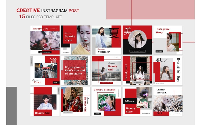 Plantilla de Instagram Chicas japonesas para redes sociales