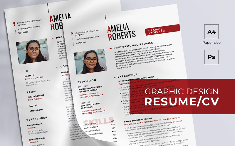 Modello di curriculum per la progettazione grafica gratuito