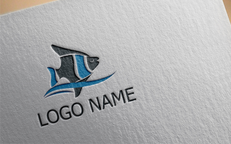 modello di logo piatto di pesce linea