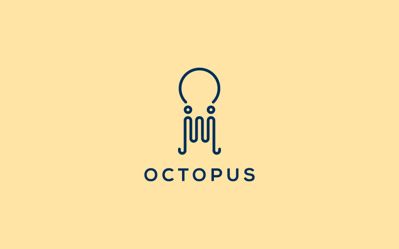 Download Шаблон логотипа "Octopus Outline Logo Template" / Octopus Outline Logo Template - Шаблон логотипа на тему графика fish,octopus,kraken,icon,creative,old,app,modern,cute,small