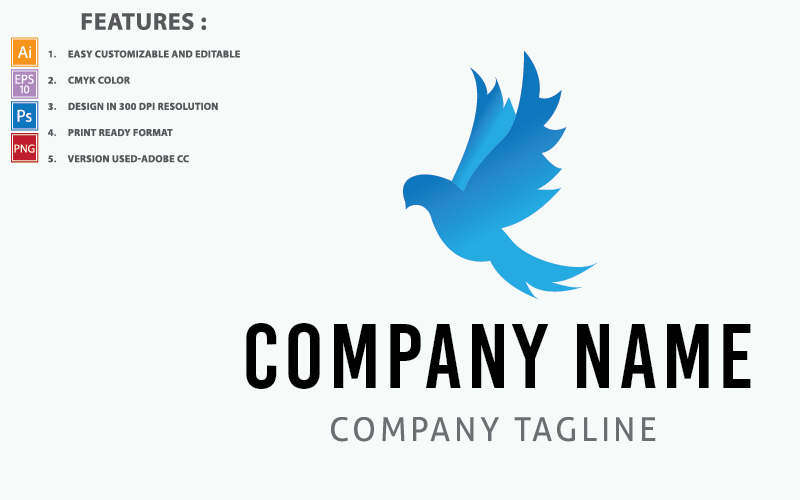 Download Шаблон логотипа "Flaying Bird Vector Design Logo Template" / Flaying Bird Vector Design Logo Template - Шаблон логотипа на тему графика bird,animal,wings,illustration,silhouette,flying,vector,logo,design,icon,symbol,abstract,element,concept,template,dove,wing,creative,pigeon,graphic