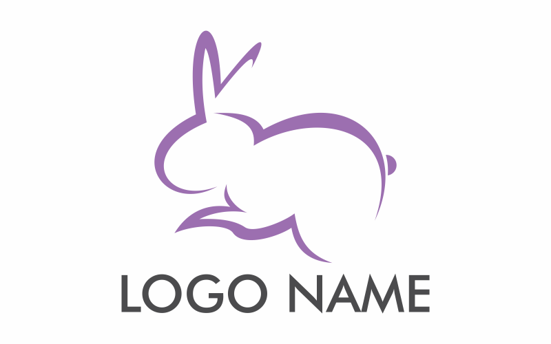 Modèle de logo plat lapin