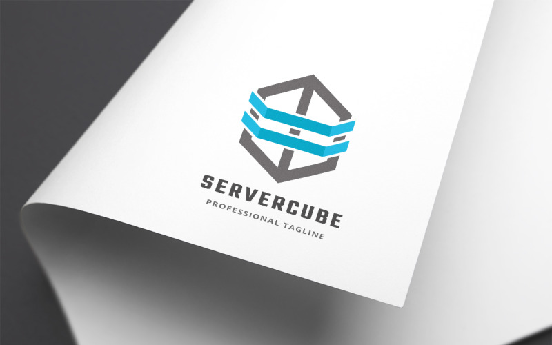 Modello di logo del cubo del server