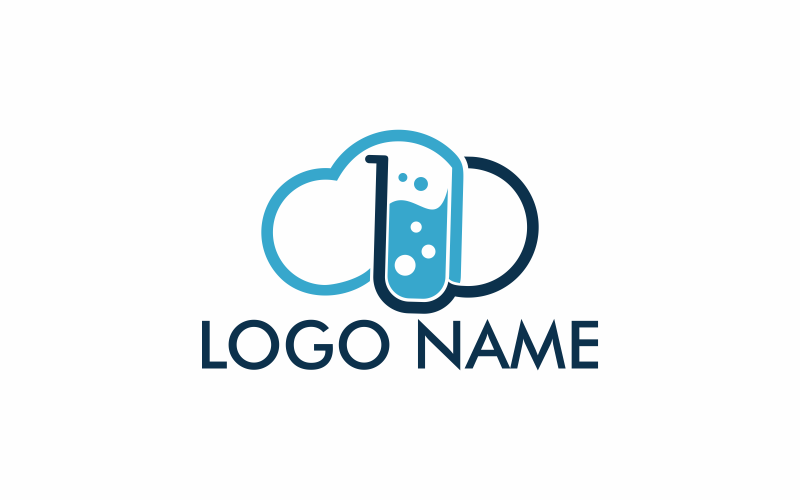 Шаблон логотипу Lab Cloud плоский