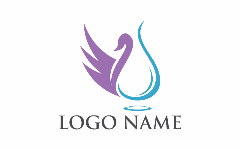 Szablon logo zwierzęcia łabędź