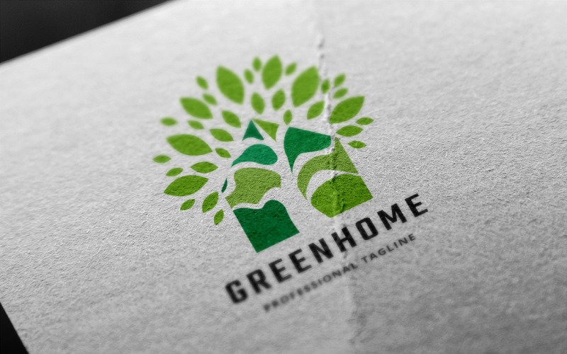 Download Шаблон логотипа "Green Home Logo Template" / Green Home Logo Template - Шаблон логотипа на тему графика building,business,care,creative,decorative,ecology,floral,garden,gardening,green,grow,growing,home,house,nature,tree