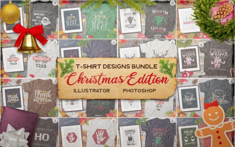 Комплект різдвяних листівок - дизайн футболки