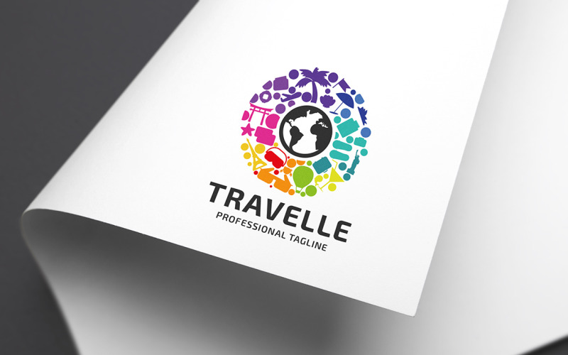 Modello di logo del mondo di viaggio
