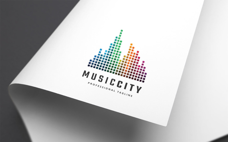 Download Шаблон логотипа "Music City Logo Template" / Music City Logo Template - Шаблон логотипа на тему графика audio,bold,brand,branding,building,club,colorful,disco,dj logo,logo,media,music,musical,musician,musicians,night club,nightclub,note,notes,record