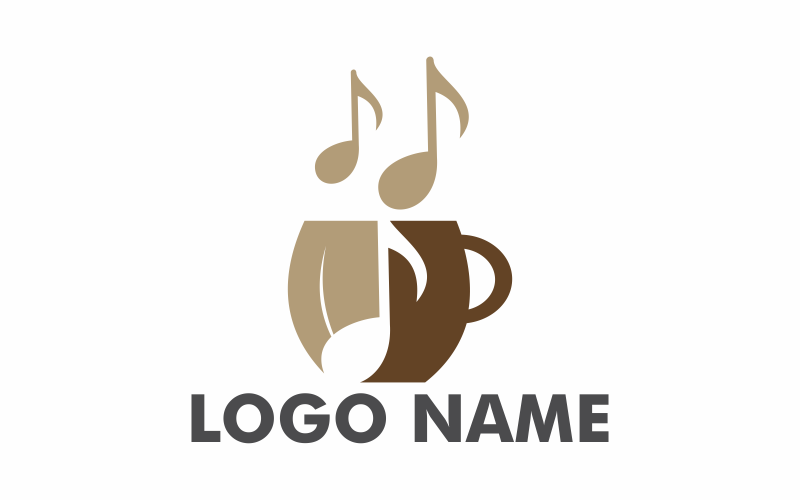 Download Шаблон логотипа "Music Coffee Logo Template" / Music Coffee Logo Template - Шаблон логотипа на тему графика coffee,cup,music,cafe,drink,mug,hot,sound,cappuccino,brown,musical,food,element,break,caffeine,beverage,note,creative,audio,logo
