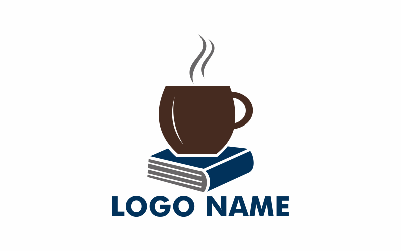 Szablon logo płaskiej książki do kawy