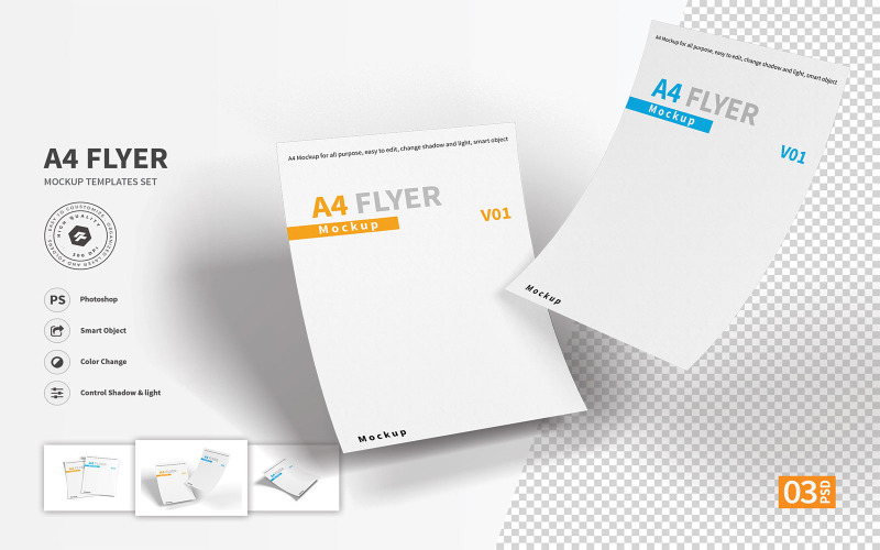 Download Мокап для продукта "A4 Flyer vol.01 - FH product mockup" / A4 Flyer vol.01 - FH product mockup - Мокап для продукта на тему графика a4,flyer,brochure,banner,paper,print,mockups,mockup,display,3d,screen,scene,smartobject,psd,photoshop