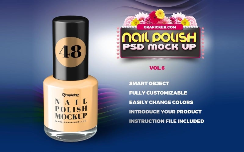 Download Мокап для продукта "Classic Nail Polish Bottle product mockup" / Classic Nail Polish Bottle product mockup - Мокап для продукта на тему графика product,beauty,fashion,mock up,nail,nail polish