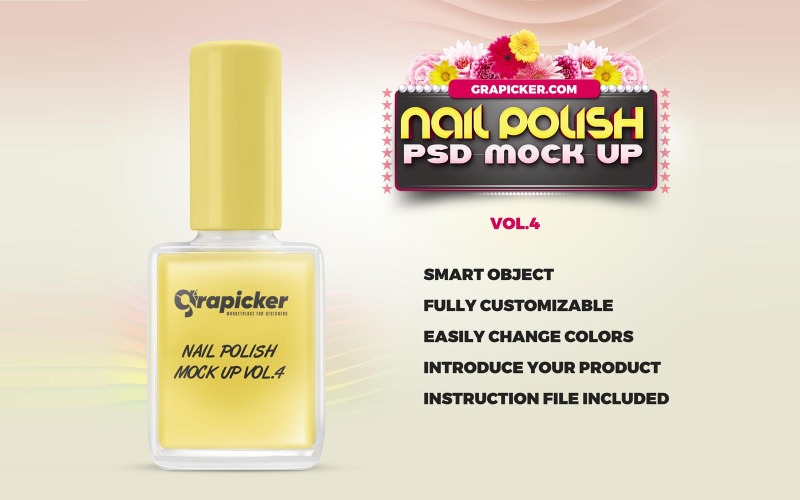 Download Мокап для продукта "Edgy Nail Polish Bottle product mockup" / Edgy Nail Polish Bottle product mockup - Мокап для продукта на тему графика product,beauty,fashion,mock up,nail,nail polish