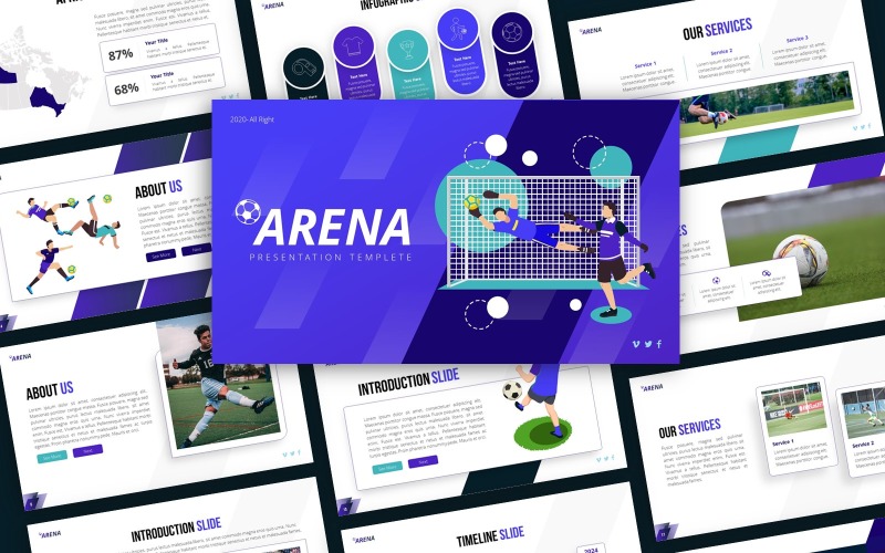 Modello PowerPoint di presentazione dello sport Arena