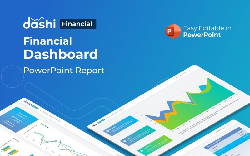 Modelo de PowerPoint de apresentação de relatório de painel financeiro Dashi