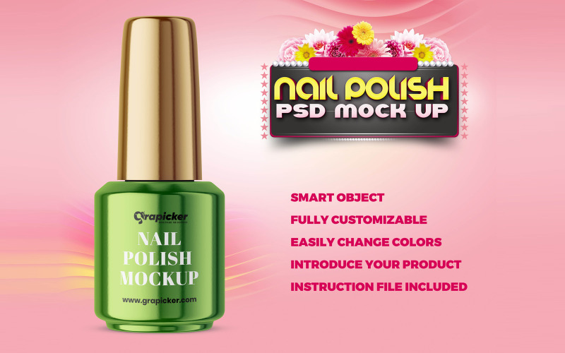 Download Мокап для продукта "Nail Polish Bottle product mockup" / Nail Polish Bottle product mockup - Мокап для продукта на тему графика product,beauty,fashion,mock up,nail,nail polish