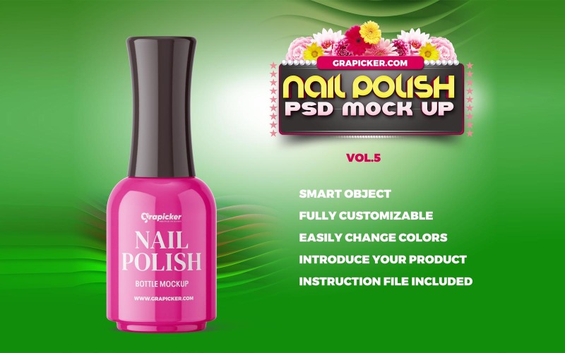 Download Мокап для продукта "Slim Nail Polish Bottle product mockup" / Slim Nail Polish Bottle product mockup - Мокап для продукта на тему графика product,beauty,fashion,mock up,nail,nail polish
