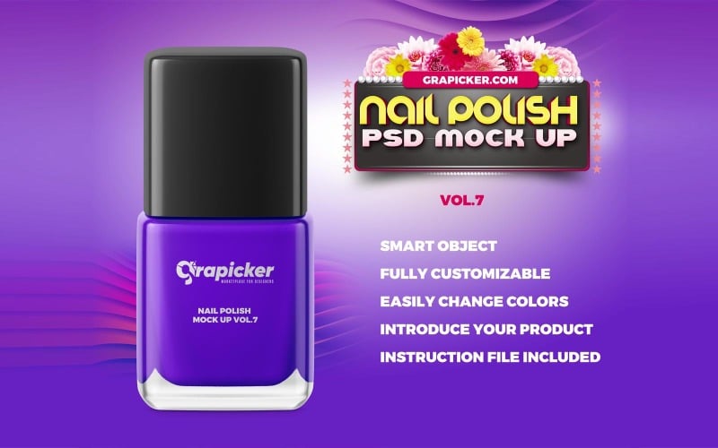 Download Мокап для продукта "Square Nail Polish Bottle product mockup" / Square Nail Polish Bottle product mockup - Мокап для продукта на тему графика product,beauty,fashion,mock up,nail,nail polish