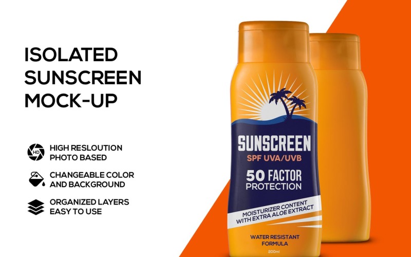 Download Мокап для продукта "Sunscreen product mockup" / Sunscreen product mockup - Мокап для продукта на тему графика mock up,product,psd,template,smart object,photoshop,layered