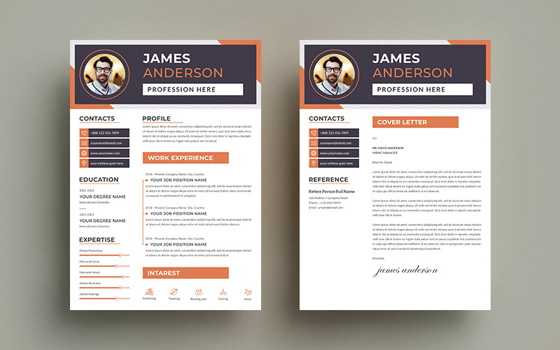 Minimal Cv Cover Letter Resume Template Templatemonster