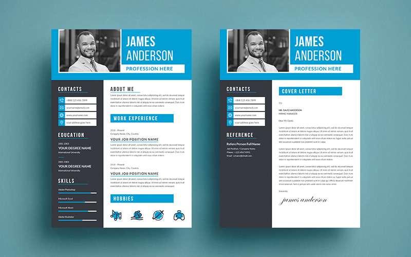 Modelo de currículo de carta de apresentação de James Cv