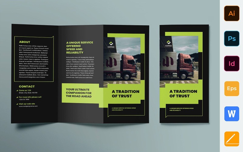 Brochure d'expédition à trois volets - Modèle d'identité d'entreprise