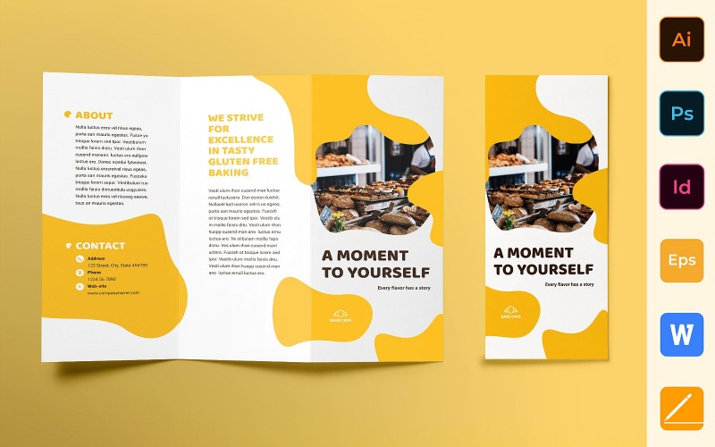 Brochure de café de boulangerie à trois volets - Modèle d'identité d'entreprise