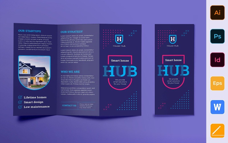 Brochure Smart House à trois volets - Modèle d'identité d'entreprise