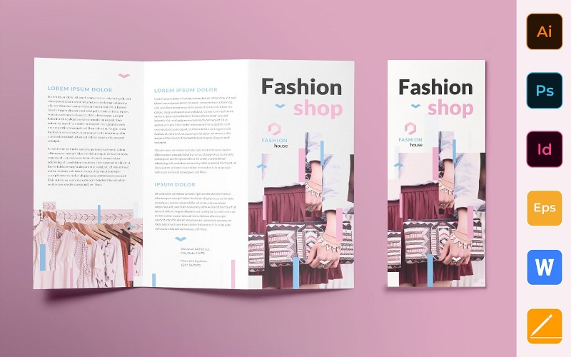 Folleto tríptico de la casa de moda - Plantilla de identidad corporativa