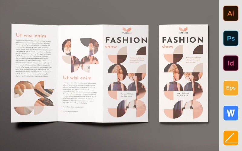 Folleto tríptico del desfile de moda - Plantilla de identidad corporativa