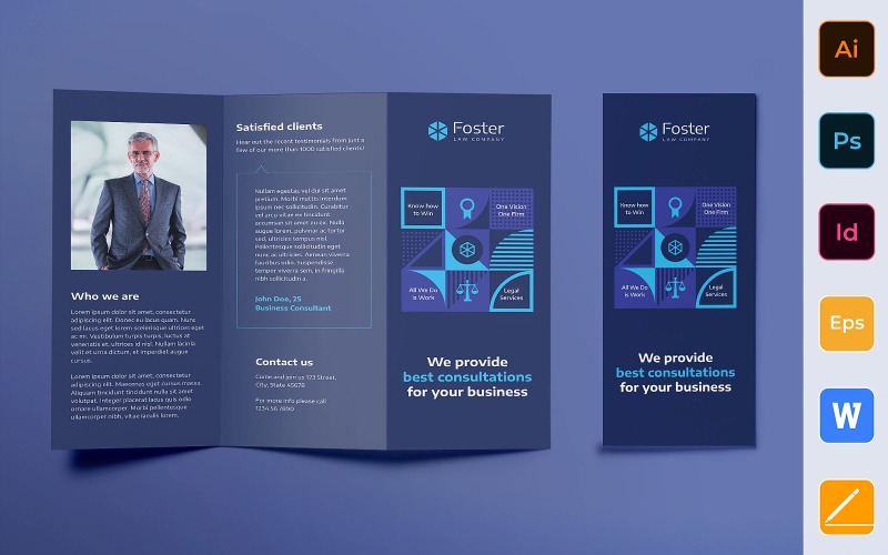 Download Фирменный стиль "Law Company Brochure Trifold - Corporate Identity Template" / Law Company Brochure Trifold - Corporate Identity Template - Фирменный стиль на тему графика brochure,trifold,template,corporate,company,branding,law,legal,lawyer,lawsuit,attorney,justice,white,blue,marine