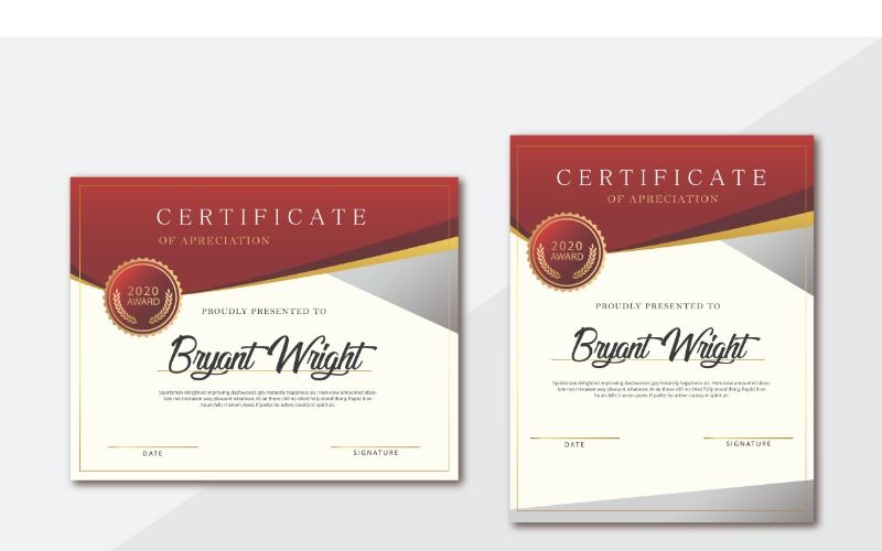 Modello di certificato di Bryant Wright