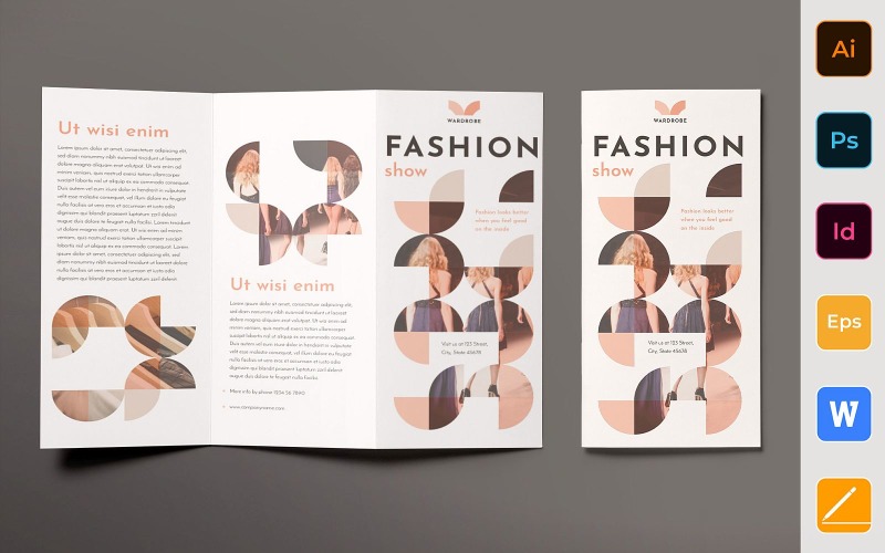 Modeshow brochure driebladig - huisstijl sjabloon