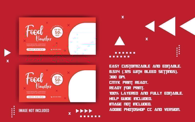 Download Фирменный стиль "Promotional Food Discount Voucher - Corporate Identity Template" / Promotional Food Discount Voucher - Corporate Identity Template - Фирменный стиль на тему графика banner,bread,brochure,burger,business,card,combo,cooked,coupon,design,dessert,dinner,discount,drink,fast,flyer,food,free,fried,gift