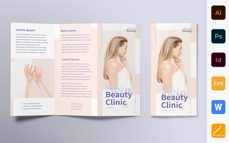 Skin Beauty Clinic brosúra Trifold - Vállalati-azonosság sablon