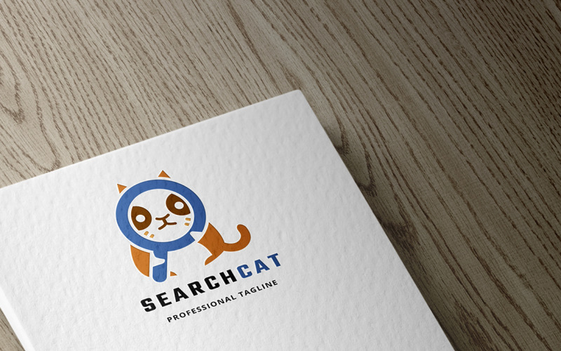 Modelo de logotipo de gato de pesquisa