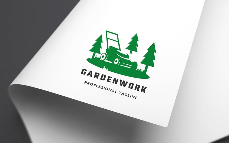 Bahçe İşi Çim Biçme Makinesi Logo Şablonu