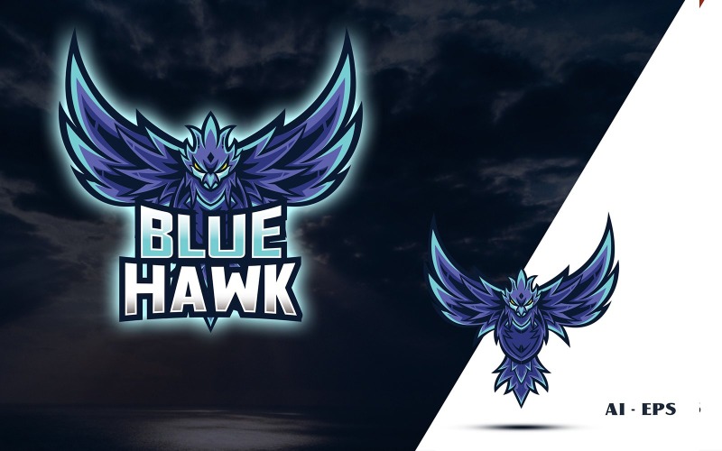 Blue Hawk - Maskot Logo Şablonu