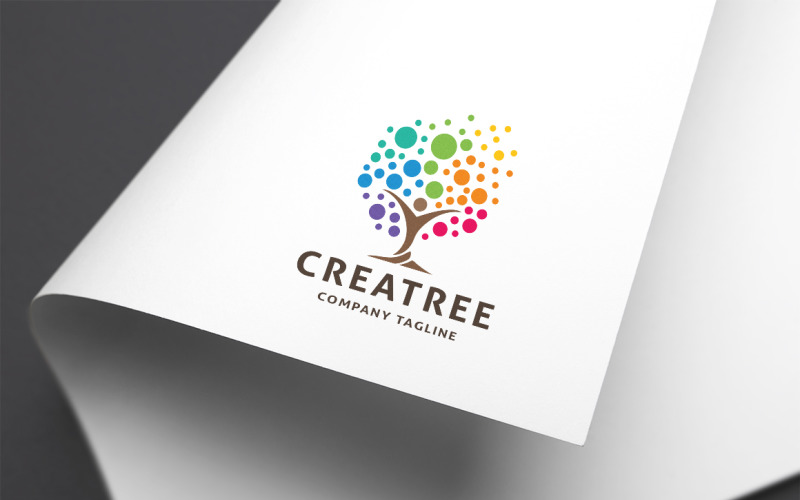 Download Шаблон логотипа "Creative Tree Logo Template" / Creative Tree Logo Template - Шаблон логотипа на тему графика ball logo,clean brand,colorful,community,creative tree,developer,digital identity,elegant,entertainment,geek,group,ideal,internet,media,mobile data,modern,pixel designer,pixel tree,print,prin